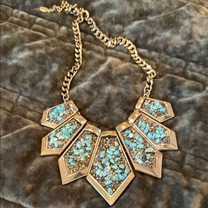 Gold and Turquoise Statement Necklace